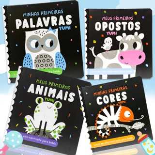 Coleção Livros De Auto Contraste Para Bebês : Leitura Infantil Ilustrada E Interativa | Capa Dura E Texturizada em Oferta na Shopee