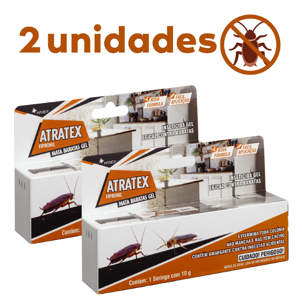 Kit 2 Isca Baratas Gel Atratex Haxea Inseticida Seringa 10g