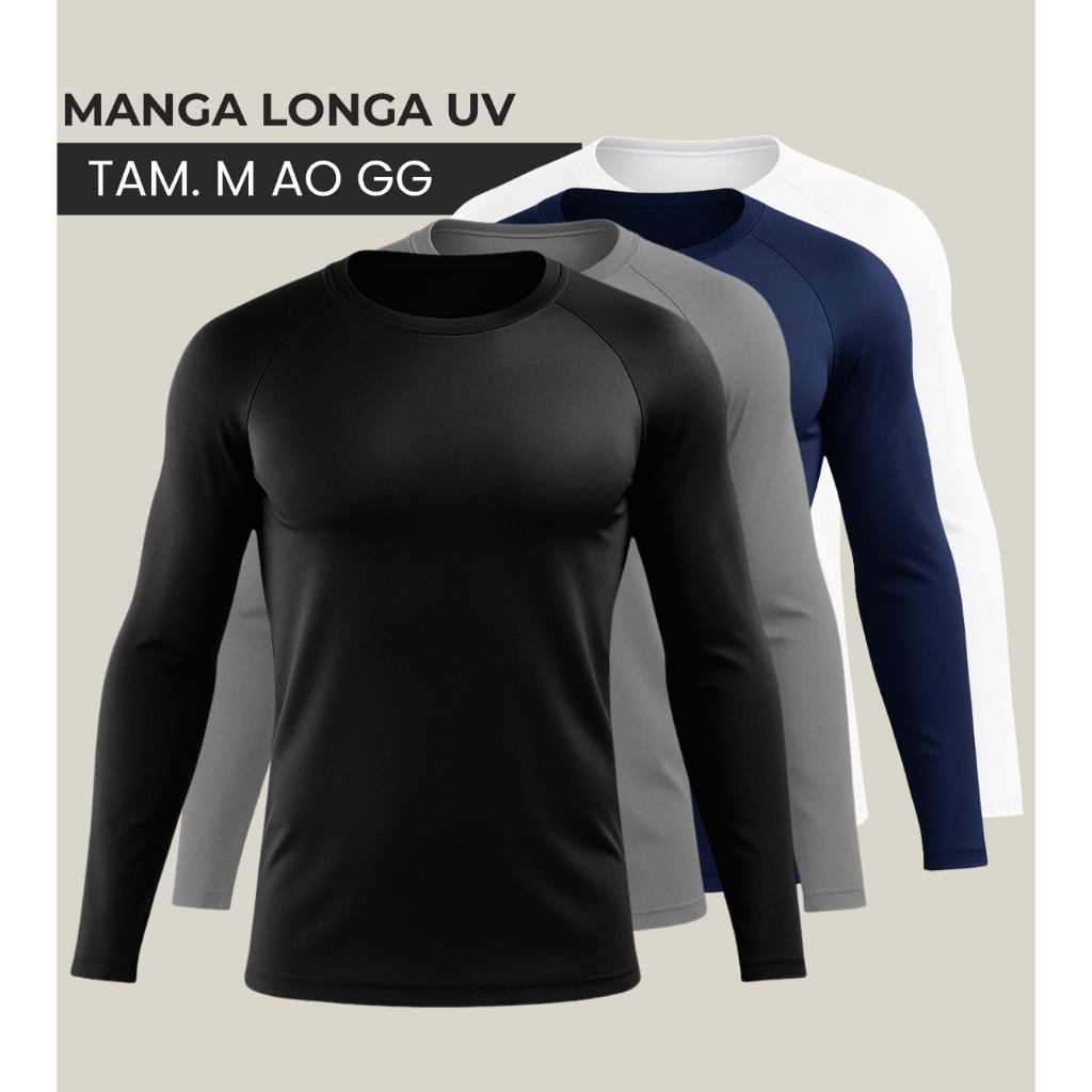 Camisa Masculina UV Manga Longa, Respirável, Proteção Solar, Ideal para Pesca e Praia