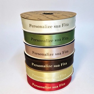 Fita de Cetim personalizada de 22mm em Hotstamping Dourado, Preto ou Prata em Oferta na Shopee