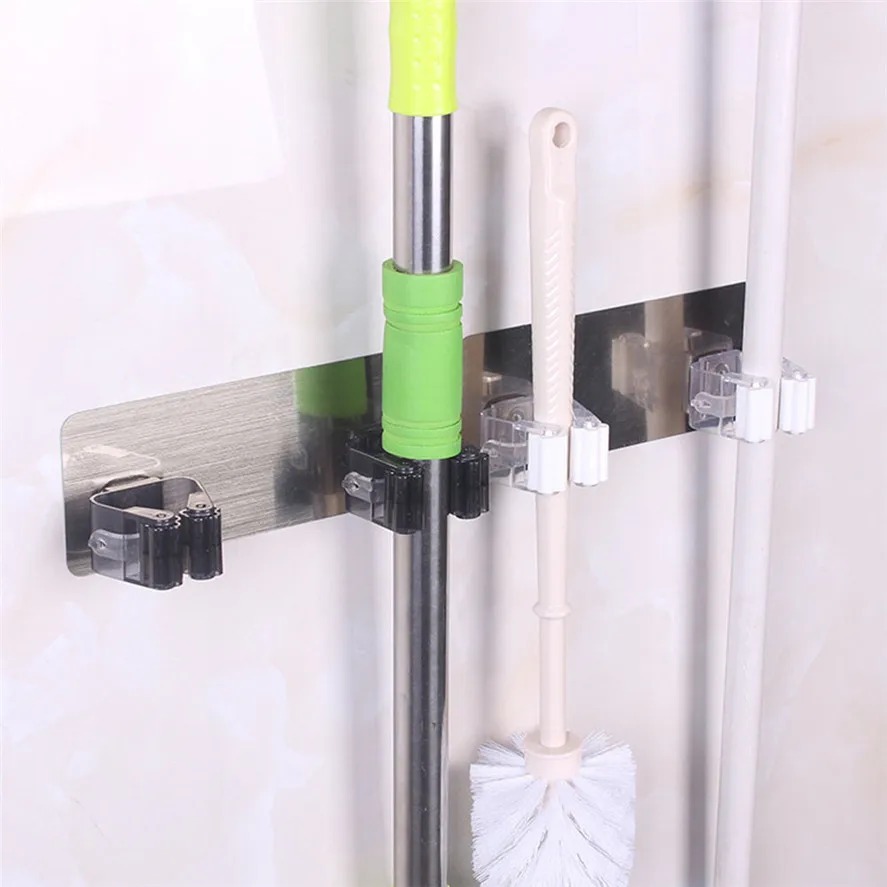 Kit 2/4 Suporte de Vassoura Parede Autoadesivo Ganchos Dupla Face Presilhas