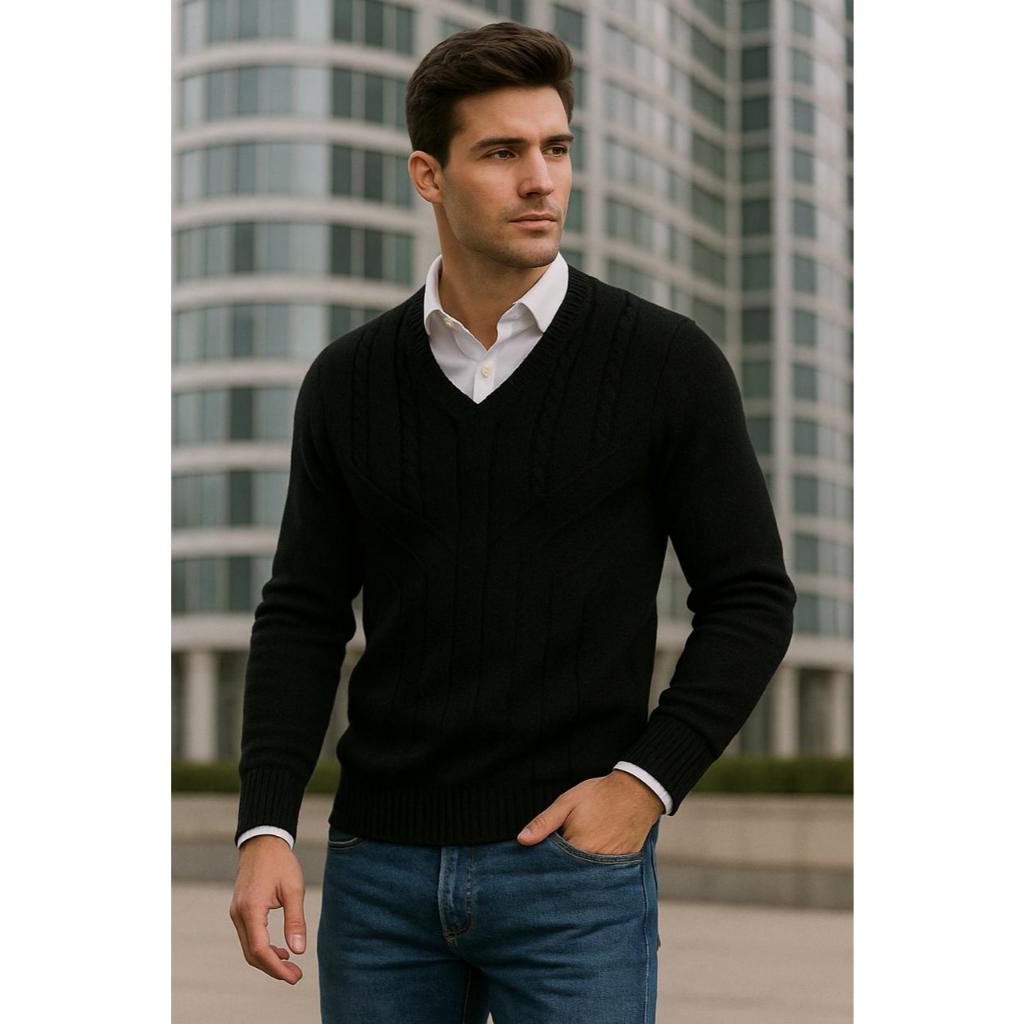 Sueter gola V social terno blusa frio moletom casaco masculino