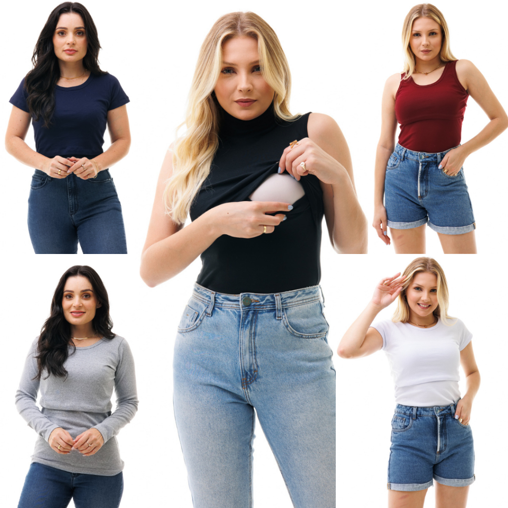 Kit com 5 Blusas Para Amamentação em Oferta na Shopee