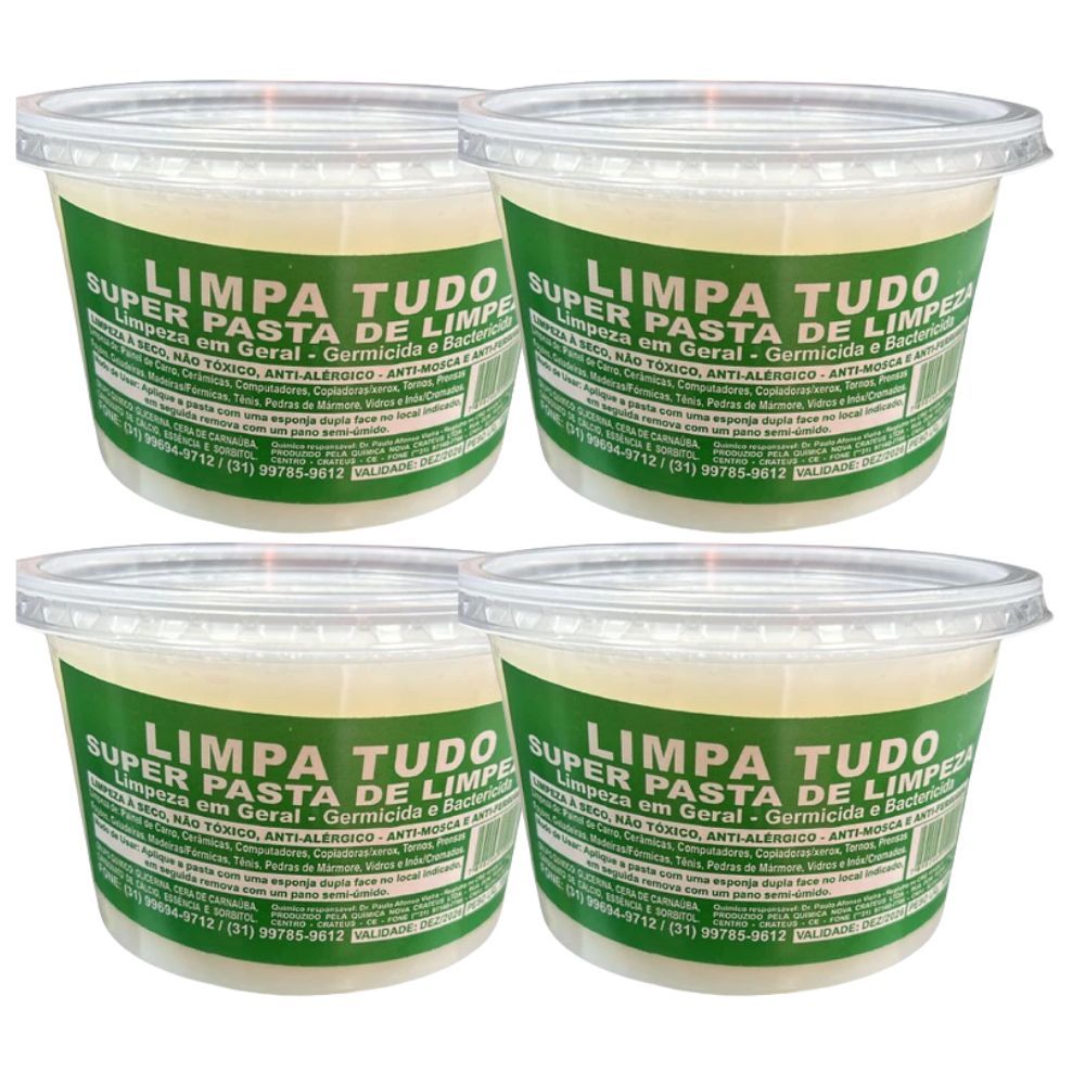 Limpa Box, couro, tecidos, Mdf, Formicas e muito mais Pasta Limpa Tudo 500g 4 Unidades