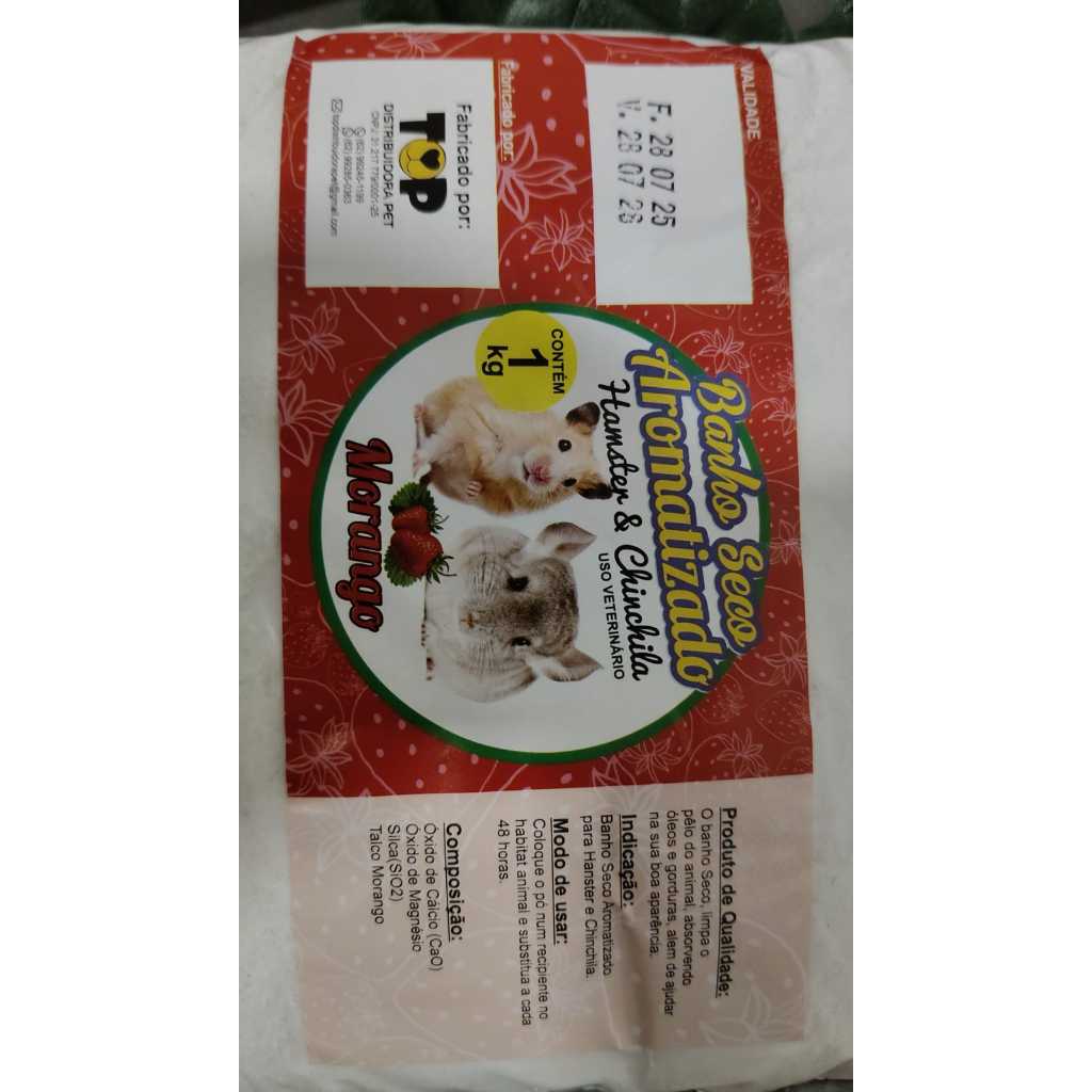 Banho Seco Para Hamster e Chinchila Refil 1kg (Morango) em Oferta na Shopee