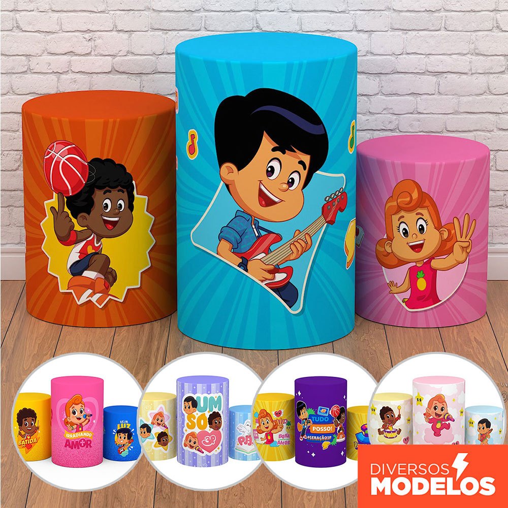 Capa Cilindro de Festa Decoração 3 Palavrinhas Sublimado Tecido Trio C/Elástico Veste Fácil - Licenciado em Oferta na Shopee