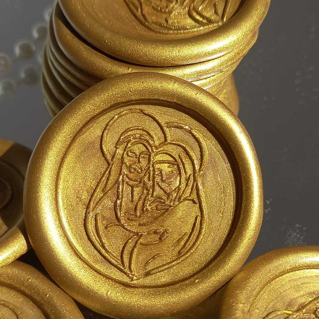 Lacre de cera dourado Sagrada Família Minimalista