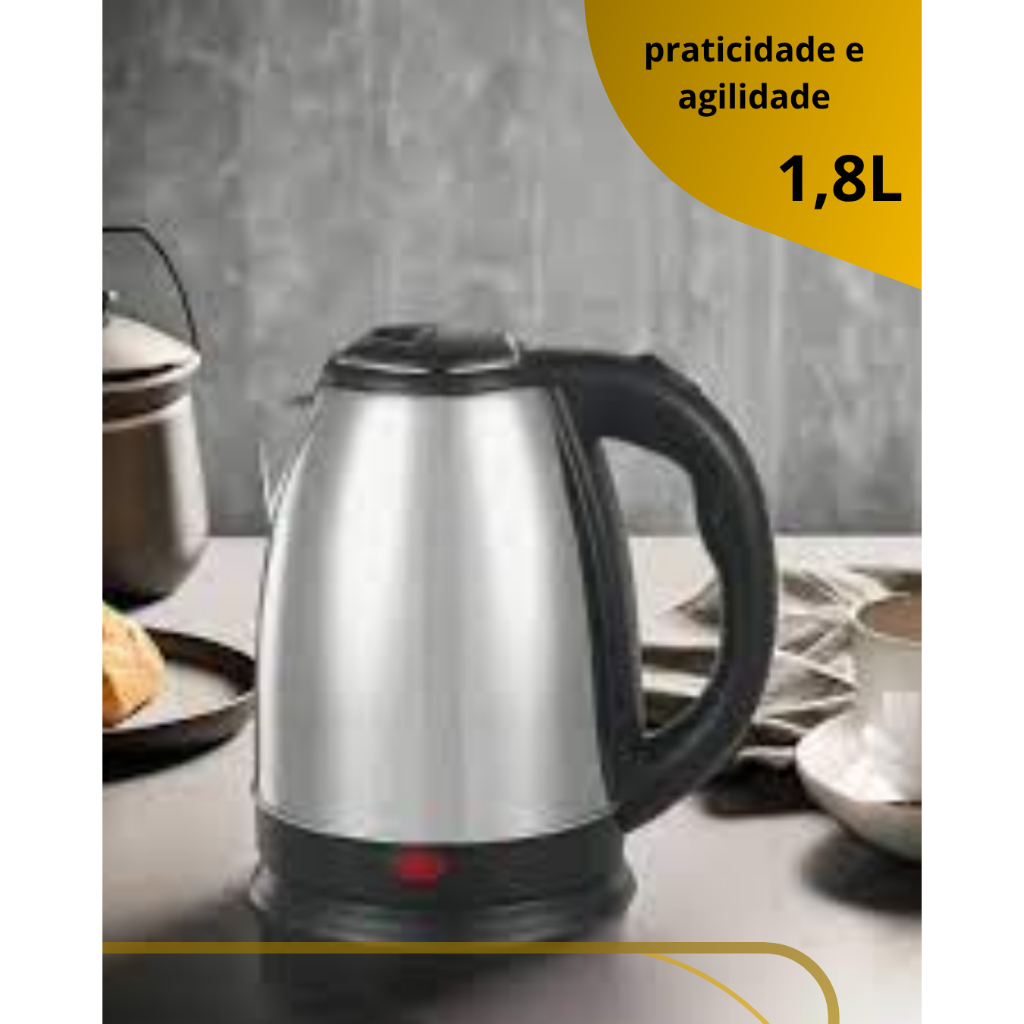 Chaleira Elétrica Térmica Bule Com Tampa Inox 1,8L 110/220V