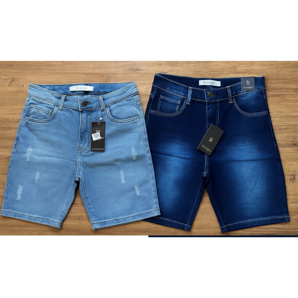 BERMUDA JEANS  ELASTANO BLUE ALGODAO ENF615 em Oferta na Shopee
