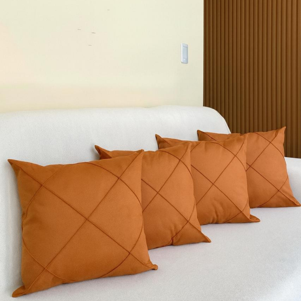 Kit de Capas de Almofadas Tecido Suede Drapeada Decorativa Luxo 45x45 - Escolha sua Combinação