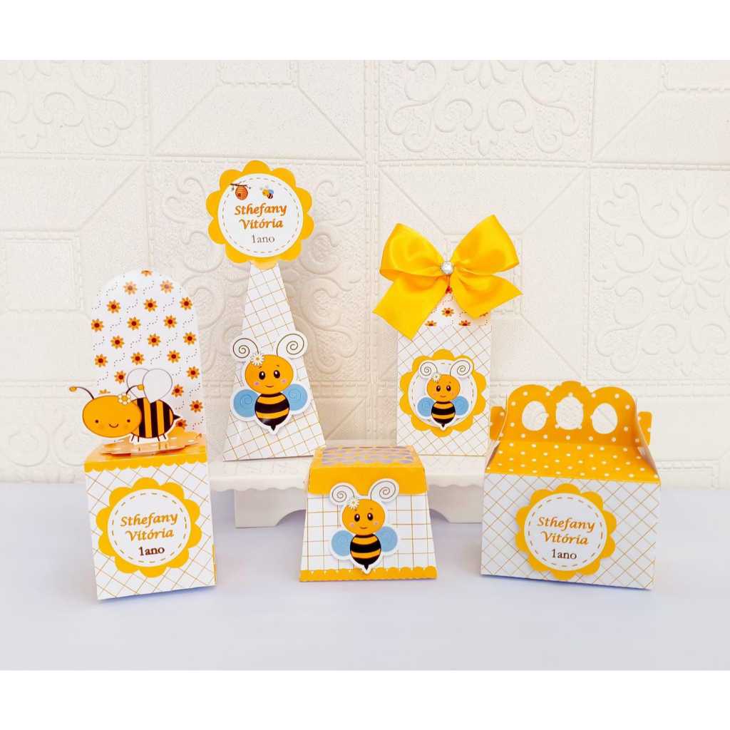 Kit 15 caixas ABELHINHA personalizado + BRINDE / Caixinhas para festa infantil / Lembrancinha de aniversário