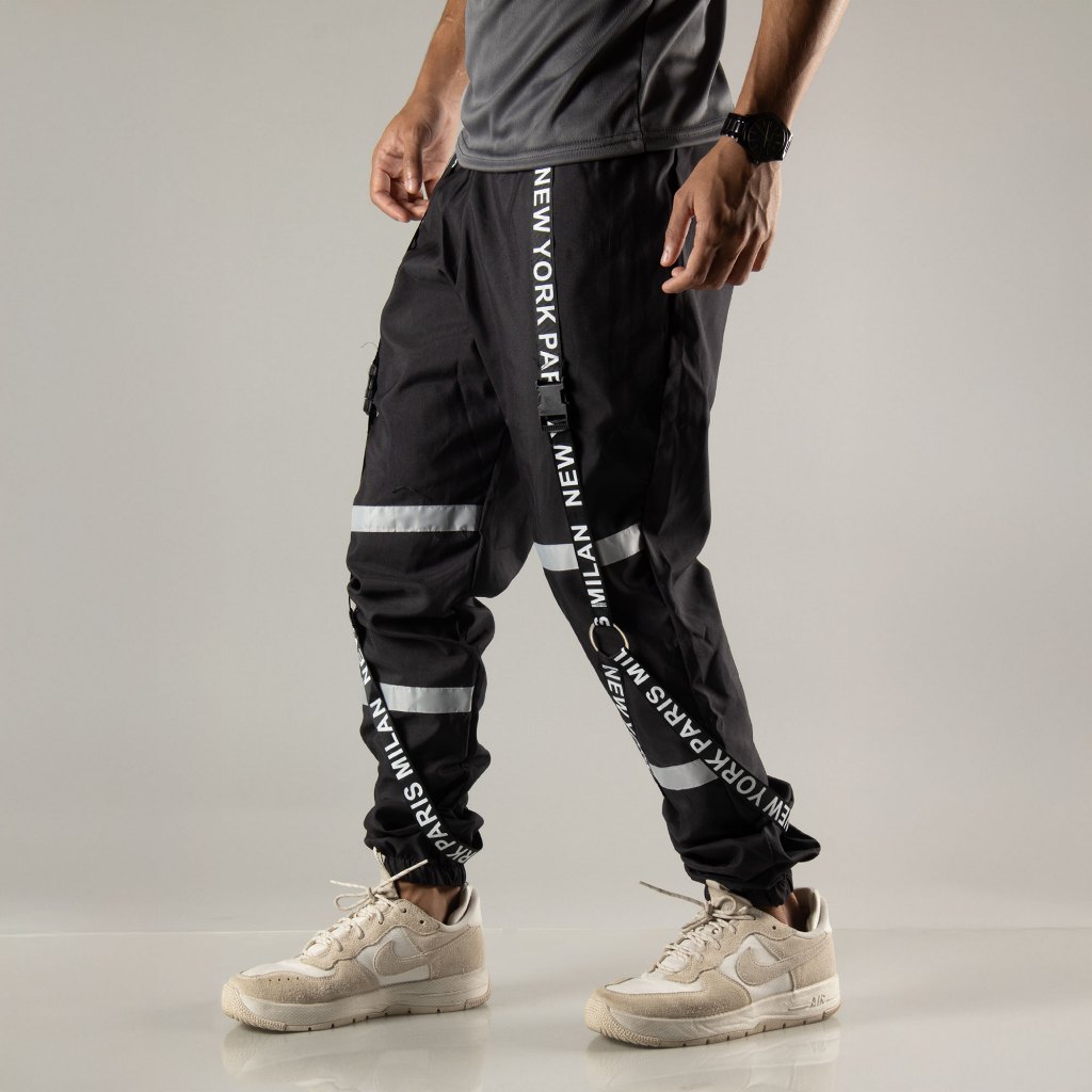 Calça Cargo Jogger Estilo Gringa Correte Preta Larga Rapper