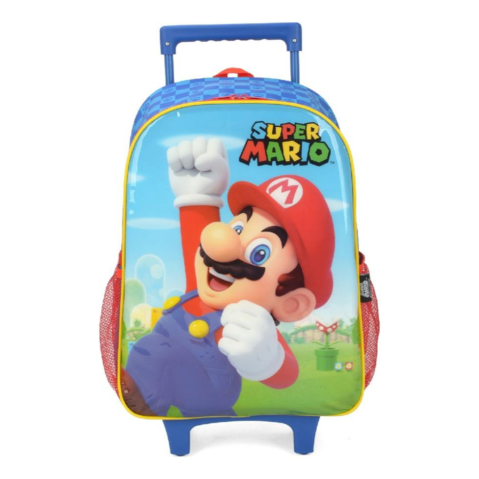 Mochila Escolar Infantil Luxcel Super Mario Azul - Ic37