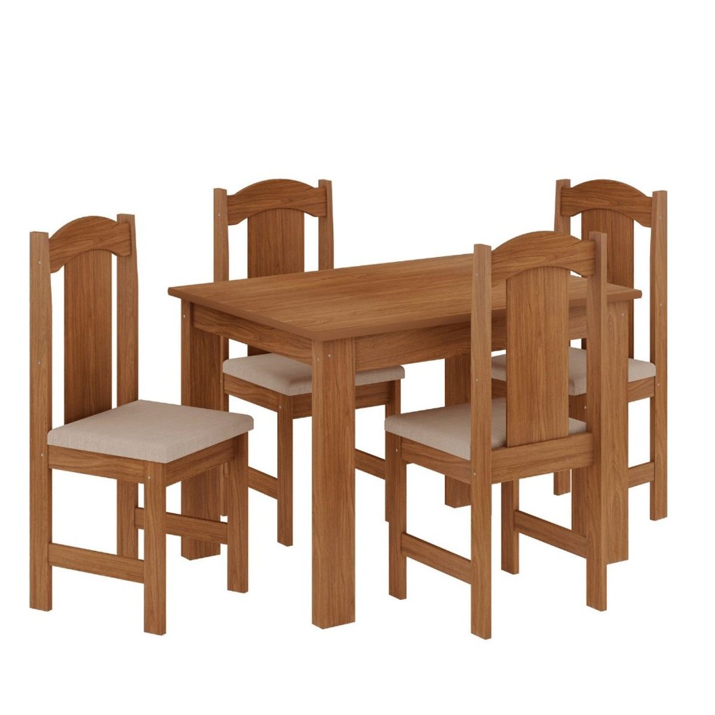 Conjunto de Mesa Araúna Estilo com 4 Cadeiras e Tampo em MDF em Oferta na Shopee