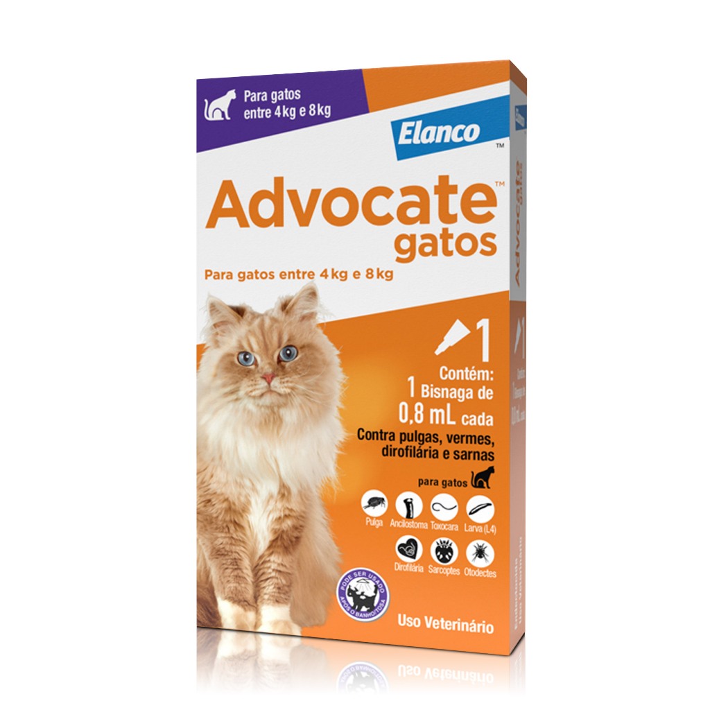 Advocate Cat Antipulgas para Gatos de 4 a 8kg 1 Pipeta de 0,8ml Elanco em Oferta na Shopee