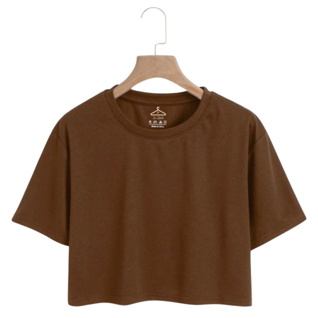 Camiseta Feminina Cropped Básica De Malha Algodão em Oferta na Shopee