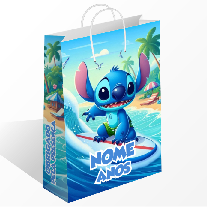 Sacolinha Personalizada Stitch Menino Surf Personalizada Com Nome Sacolinha Surpresa