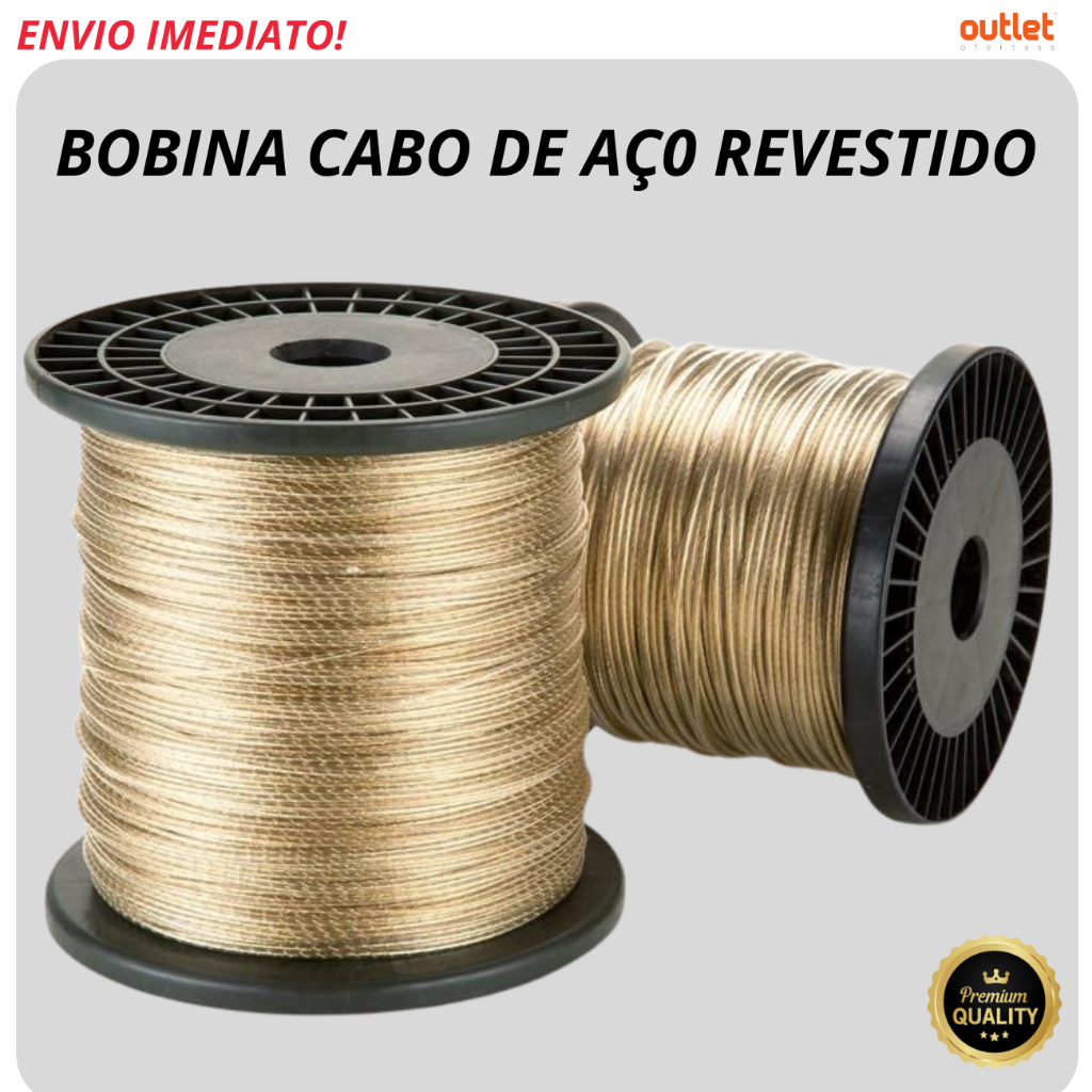 Bobina Cabo De Aço Revestido 100m Varal Reforçado sustentação de antenas lonas esteiras teares maritimo em Oferta na Shopee