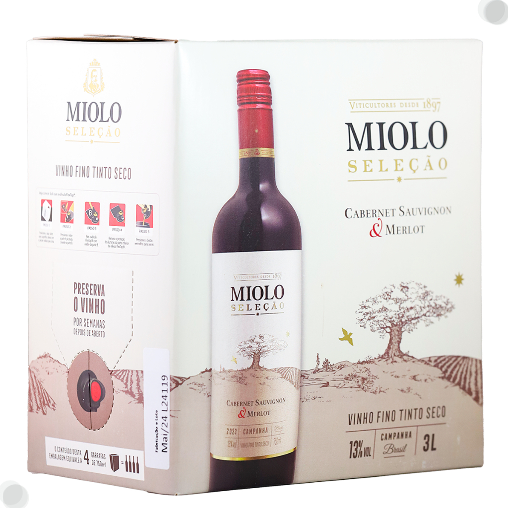 Vinho Nacional Miolo Seleção Cabernet Sauvignon & Merlot Bag in Box3l