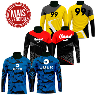 Camisa Moto Uber 99 Pop Ifood Manga Longa Sublimada Gola Alta Ideal para Motoqueiros e Motoristas de Aplicativo em Oferta na Shopee