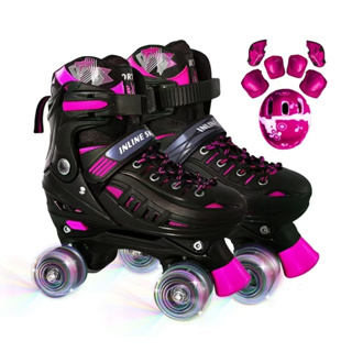 Patins 4 Rodas Infantil Led Tamanho ajustavel + kit proteçao em Oferta na Shopee