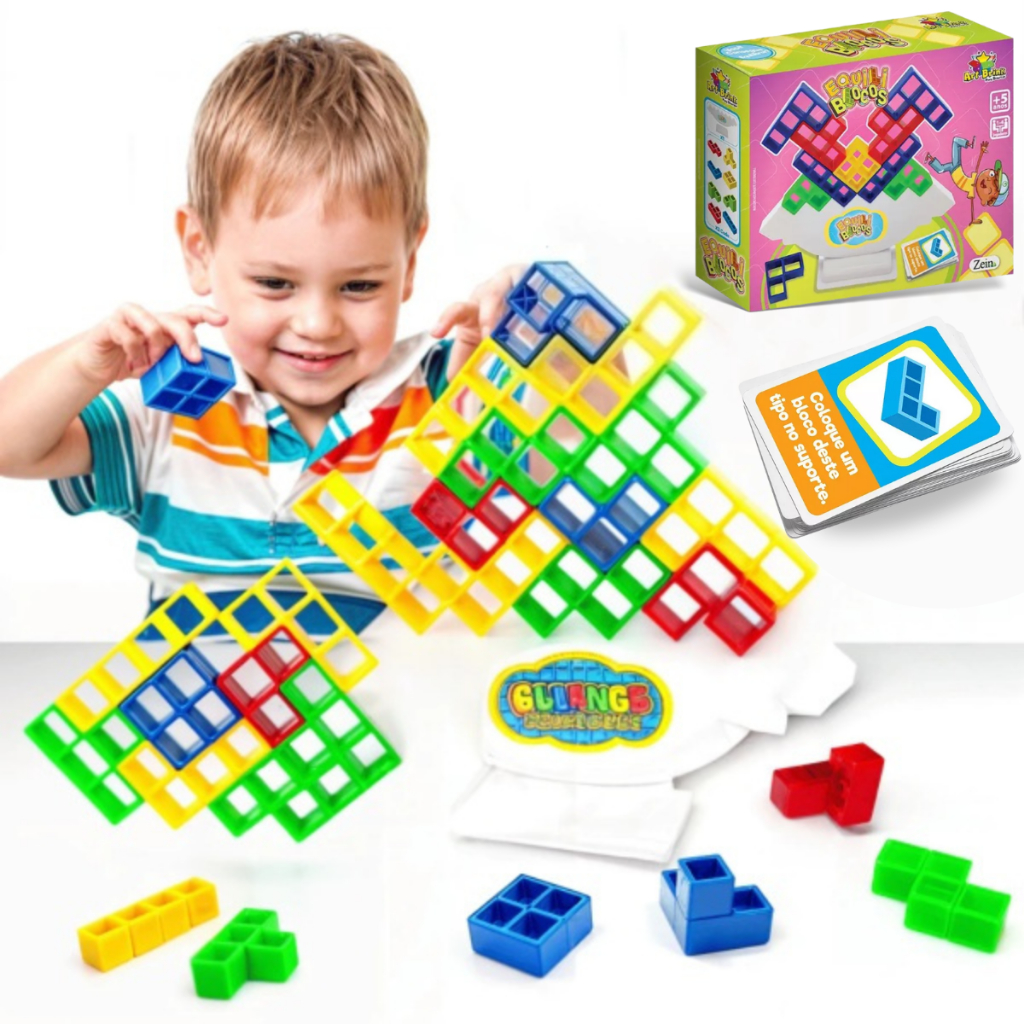 Jogo Equilibrio Tetris Brinquedo Montar Infantil Divertido Equilibrio Desafio Familia Viagem Criança em Oferta na Shopee