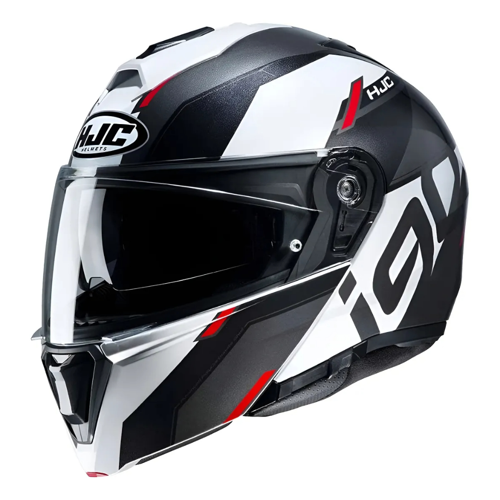 Capacete Escamoteável Hjc I90 Aventa Preto Branco E Vermelho