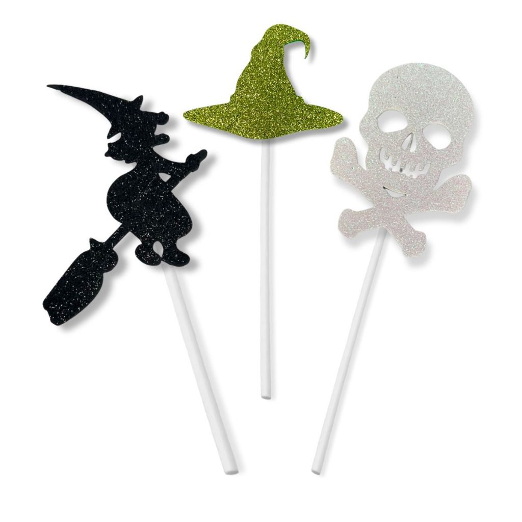36 Enfeite Palito Topo Bolo Halloween Espeto Eva Decoração
