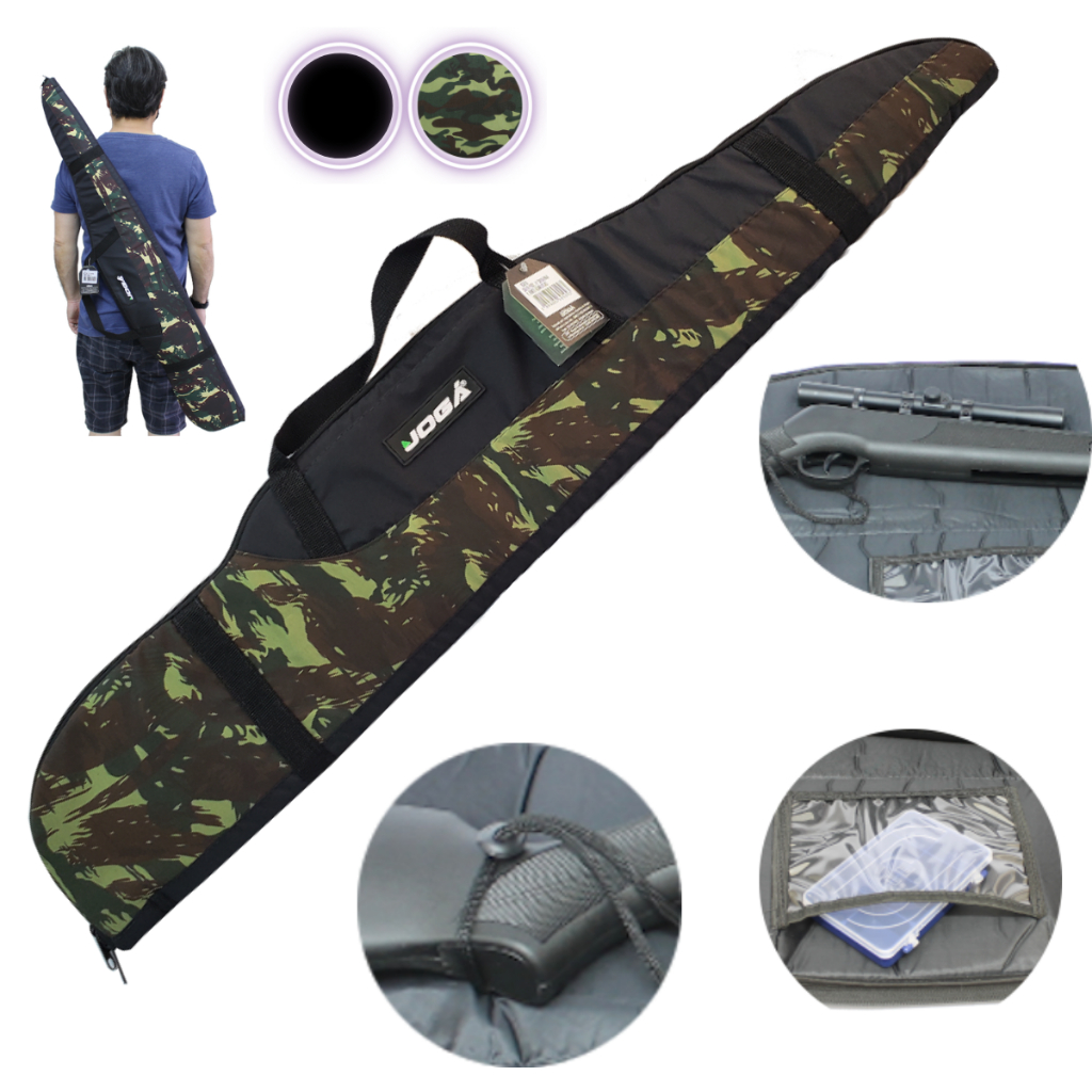Capa Carabina Espingarda - 1,00m - 1,10m - 1,20m - 1,30m Preta / Camuflada Proteção Joga