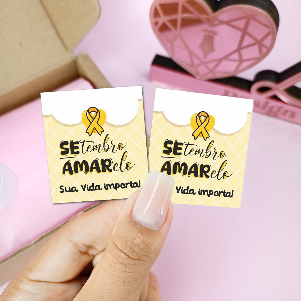 Cartão Motivacional Setembro Amarelo 4,5x5cm Ideal para Fazer Lembrancinha para Clientes