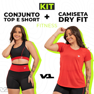 Kit Conjunto Fitness Feminino Roupa Academia + Camiseta Dry Fit Feminina em Oferta na Shopee