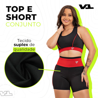 Conjunto Academia Feminino Fitness (Top e Short) Ciclista em Oferta na Shopee
