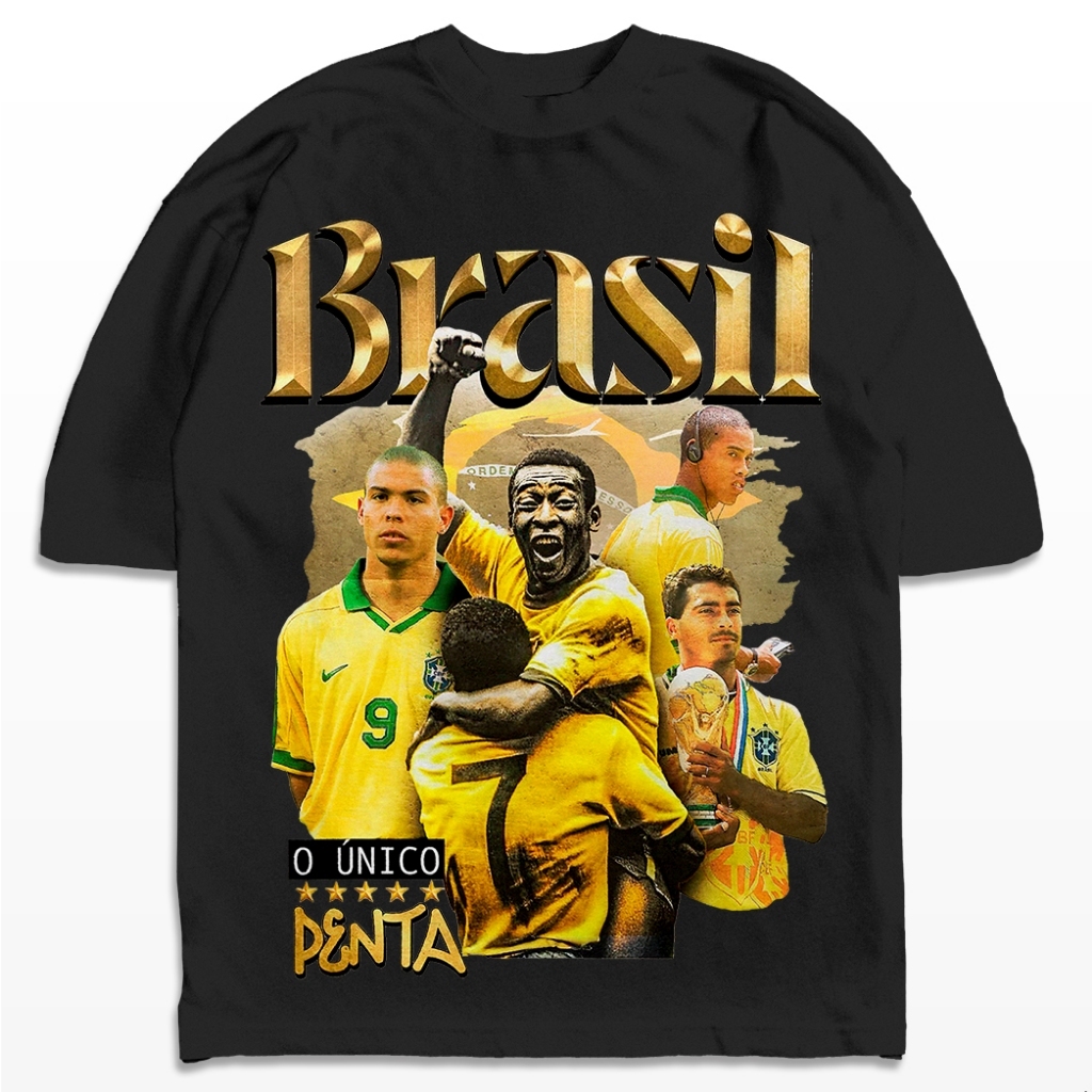 Camiseta Masculina Time De Futebol Seleção Brasileira Jogadores Craques