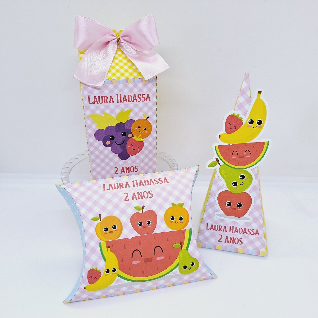 Kit Festa Personalizado Frutinhas - Lembrancinhas de aniversário - Decoração de Festa - PEGUE E MONTE