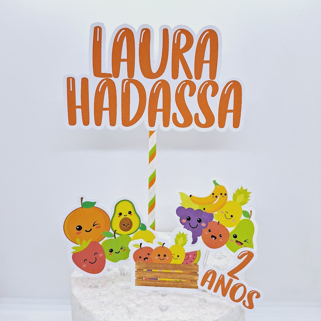 Topo de Bolo Frutinhas - Aniversário - decoração de festa infantil - Bolo - Lembrancinhas -  Personalizados