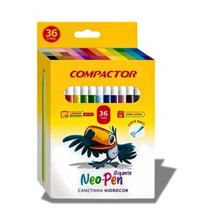 36 Canetinhas Hidrográficas Original Compactor Neo Pen Gigante hidrocor 2mm em Oferta na Shopee
