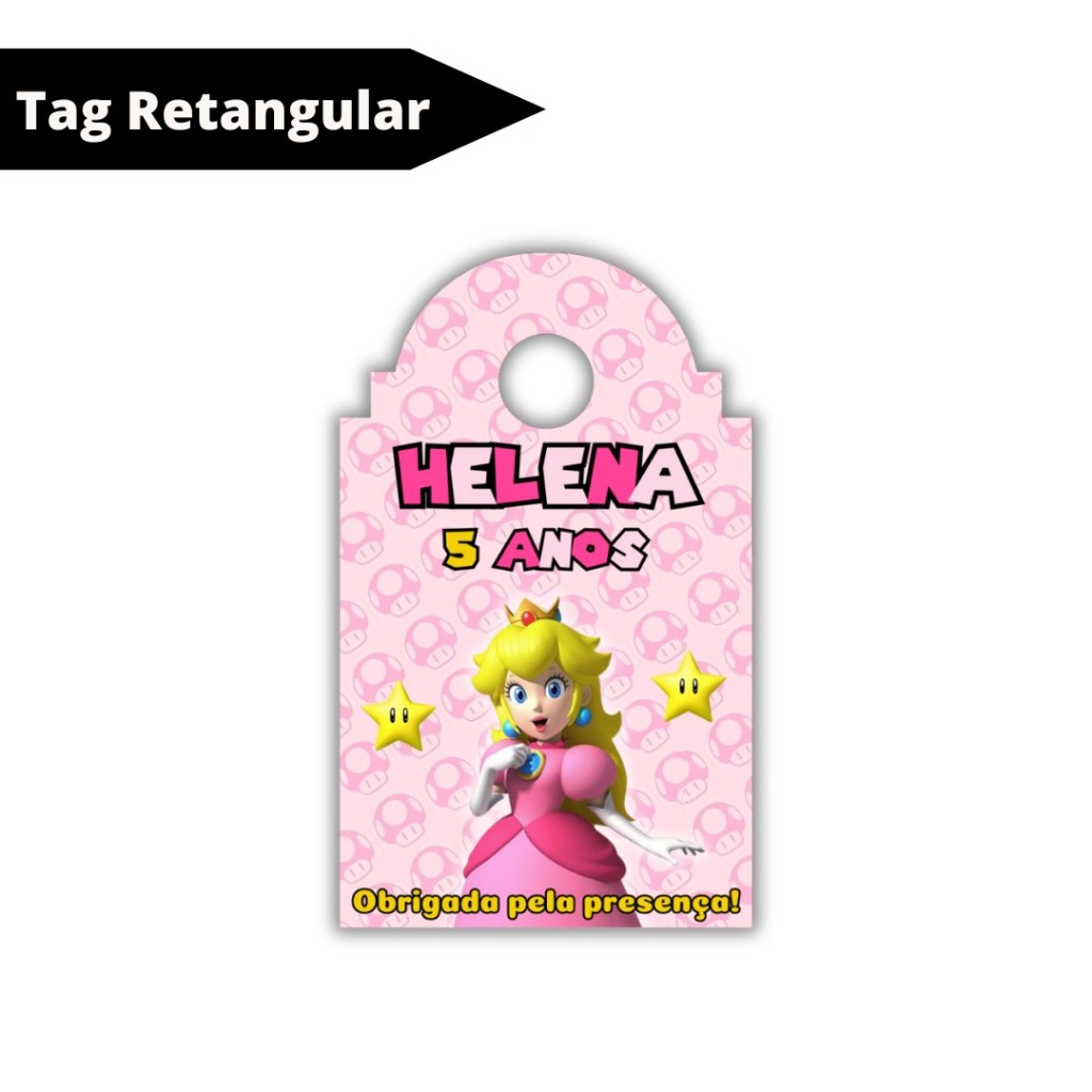 Tag de Agradecimento Princesa Peach Personalizada - Lembrancinha de Festa - Aniversário