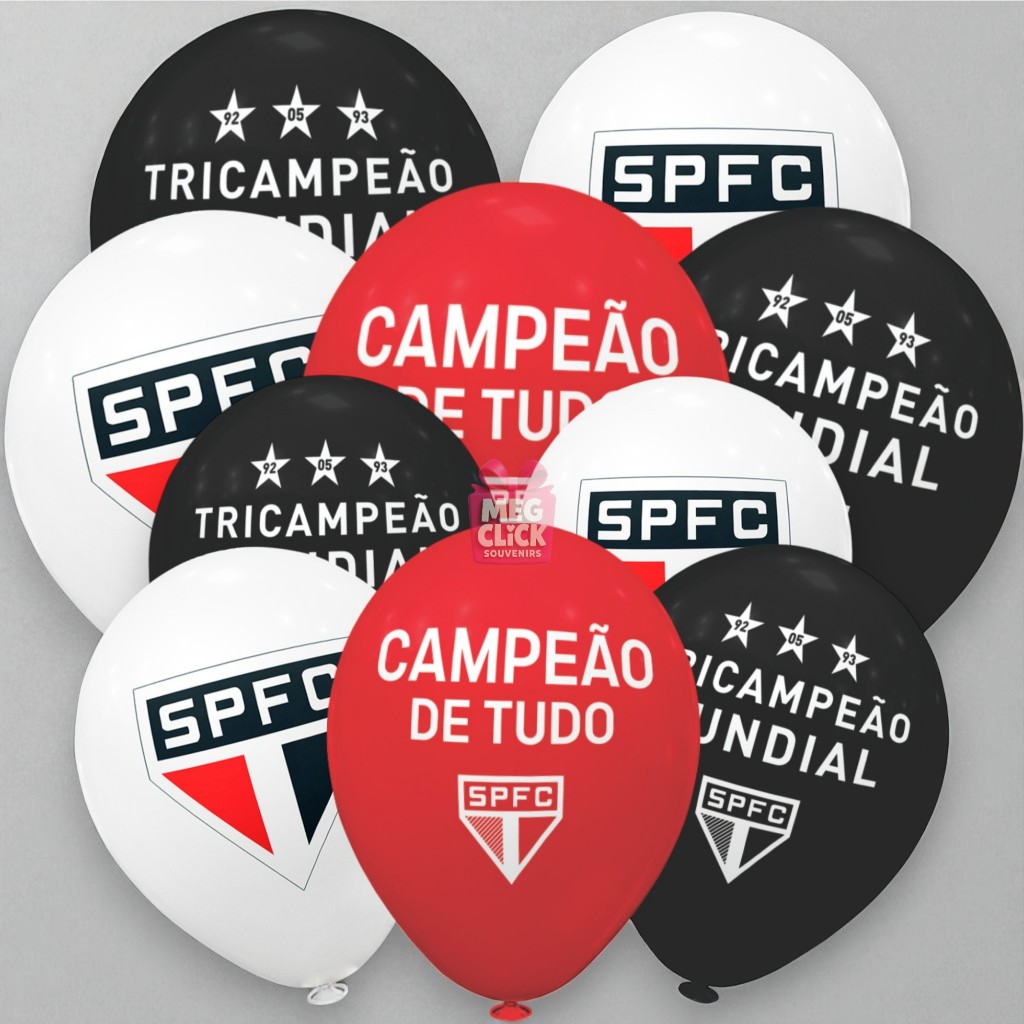 Kit 20 Balões São Paulo FC Nº8 + Painel TNT São Paulo | Decoração Festa Futebol, Time do Coração [PIFFER]