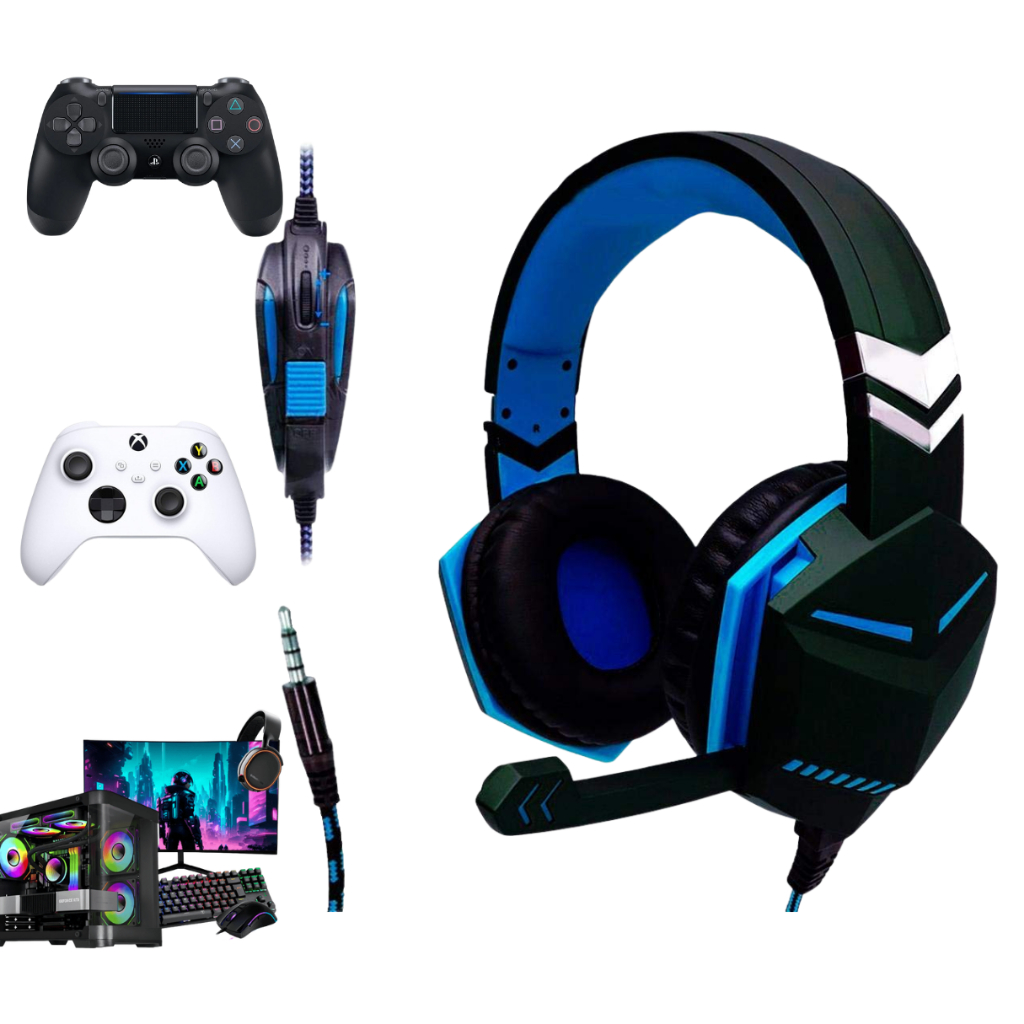 Headset Gamer Fone de Ouvido Com Microfone Para PS4, PS5, Xbox one, Celula e Computador