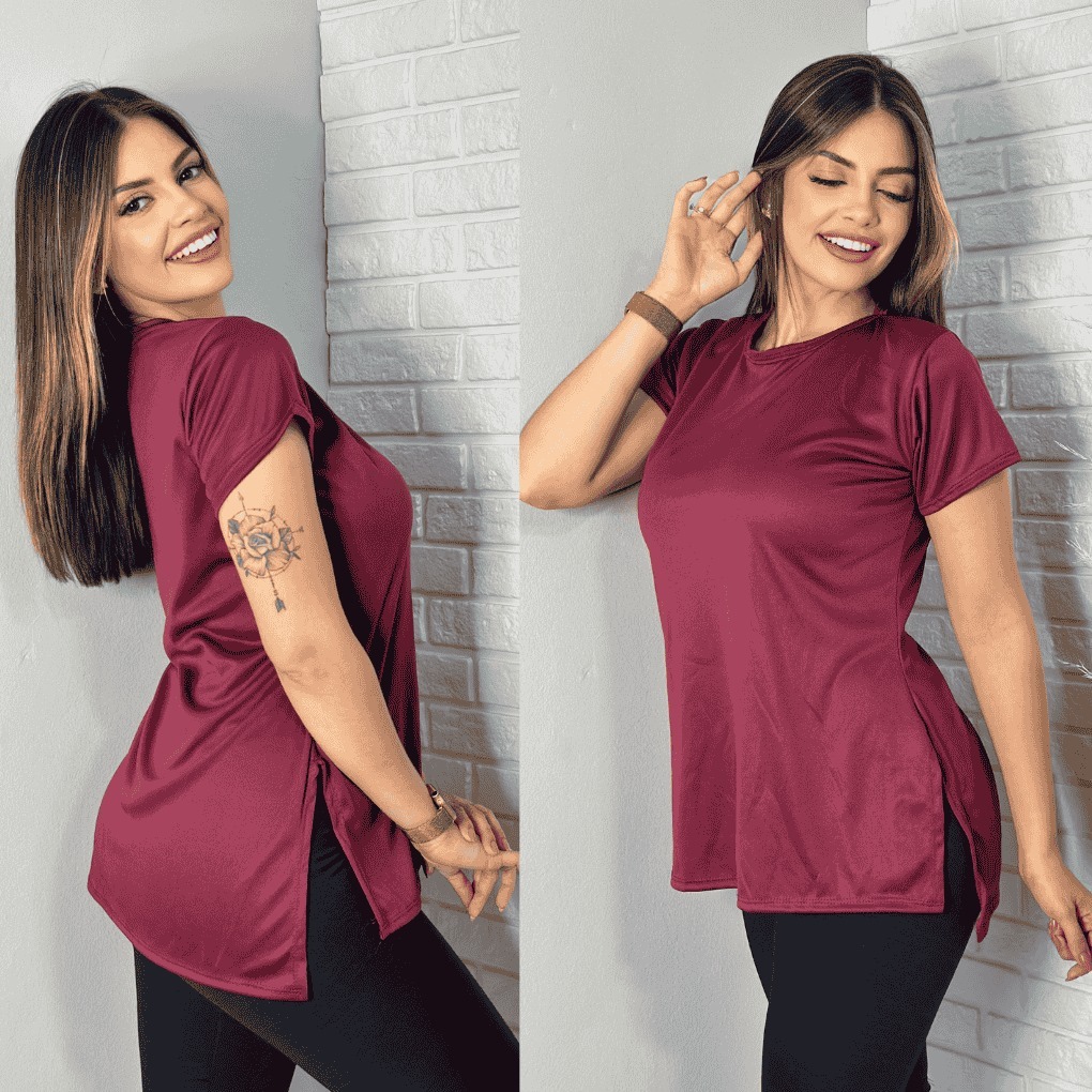 Kit 3 Blusas Academia Dry Fit Camisa Caminhada Musculação Treino camiseta tapa bum bum Feminina