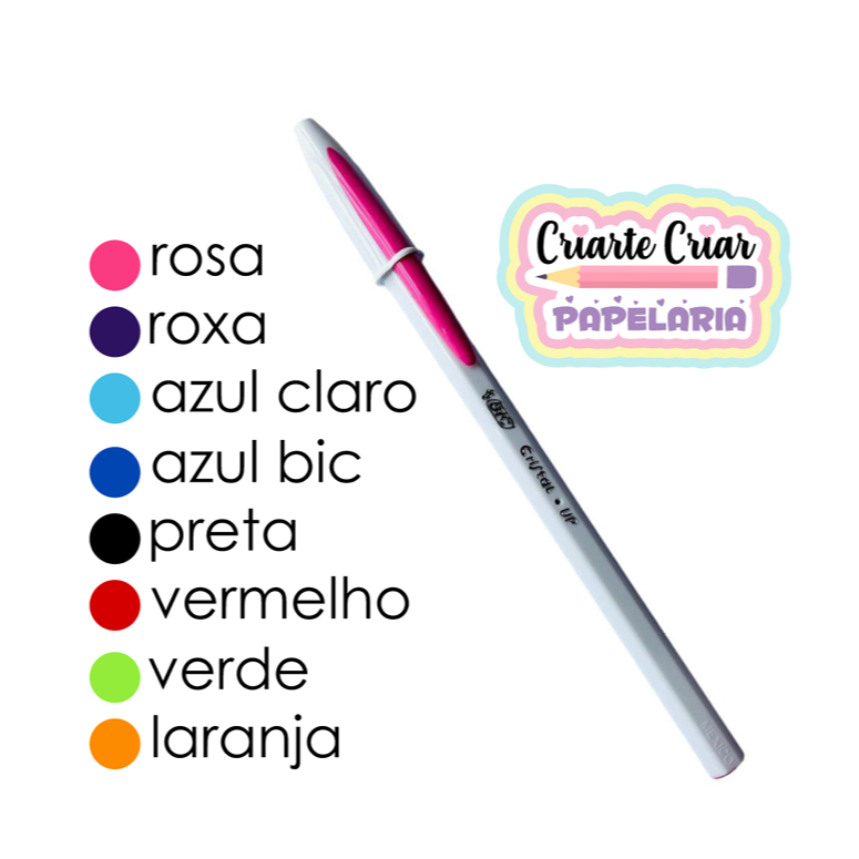 Imagem Caneta BIC Cristal UP Color Esferográfica Ponta 1.2mm Cores Vivas Modernas para Escritório Estudos e Concursos