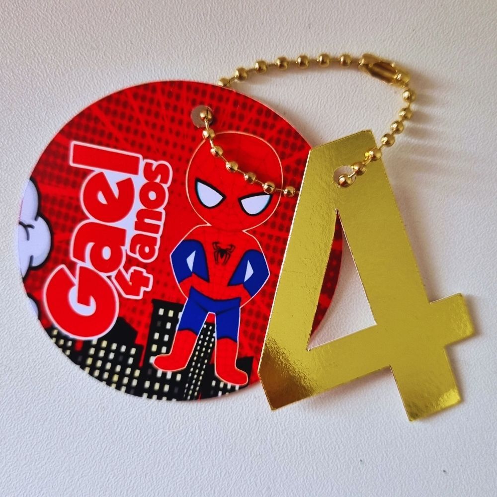 Tag Lamicote Homem Aranha Personalizada - Lembrancinha para festa infantil Homem Aranha Vermelho