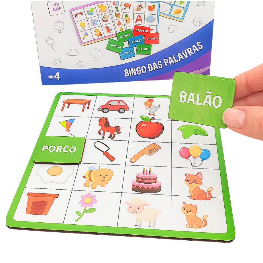 Kit 4 Tabuleiros Bingo Brinquedo Infantil  Educativo Palavras De Figuras Brinquedo Aprendizado em Oferta na Shopee