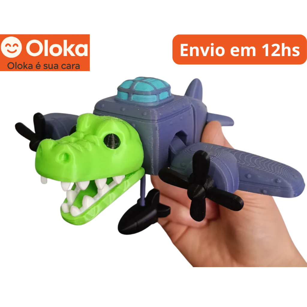 Bombardino Crocodilo Articulado 3D – Avião Jacaré Meme Viral 2025, Presente Criativo.