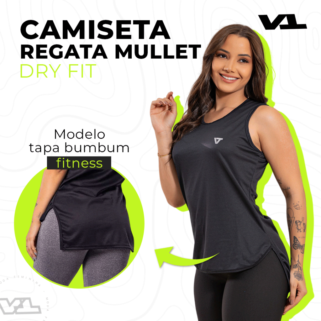 Regata Mullet Fitness Dry Fit Camiseta Academia Feminina Corrida em Oferta na Shopee