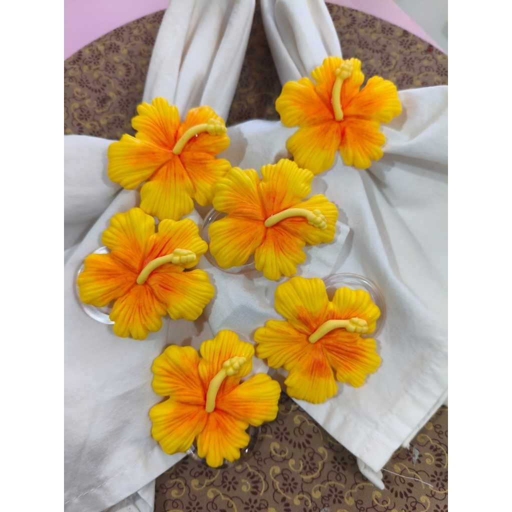 Porta Guardanapo FLOR DE HIBISCO AMARELO - para mesa posta