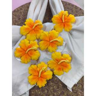 Porta Guardanapo FLOR DE HIBISCO AMARELO - para mesa posta