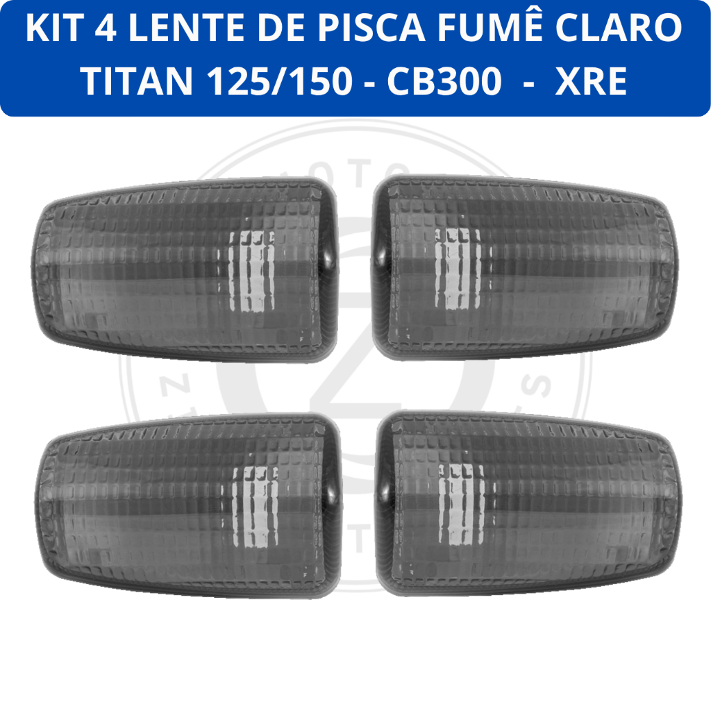 LENTES PISCA SETA KIT COM 4 PEÇAS FUMÊ CLARO MOTO CG TITAN 125/150 2000 A 2013 / XRE / CBX250 / CB300