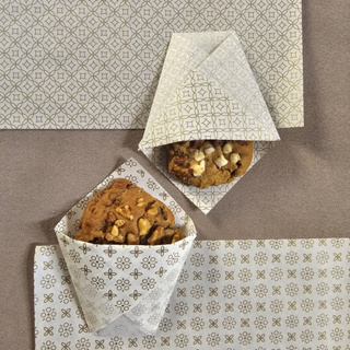 Papel Antigordura Alimentos 32x22cm Impressão Dourado 50 unidades em Oferta na Shopee