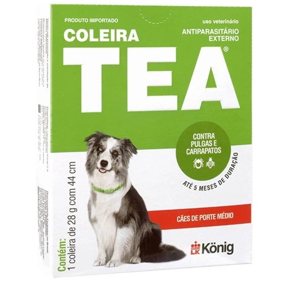 Coleira TEA Média 44cm - Contra Pulgas e Carrapatos P/ Cães 5 Meses de Duração em Oferta na Shopee
